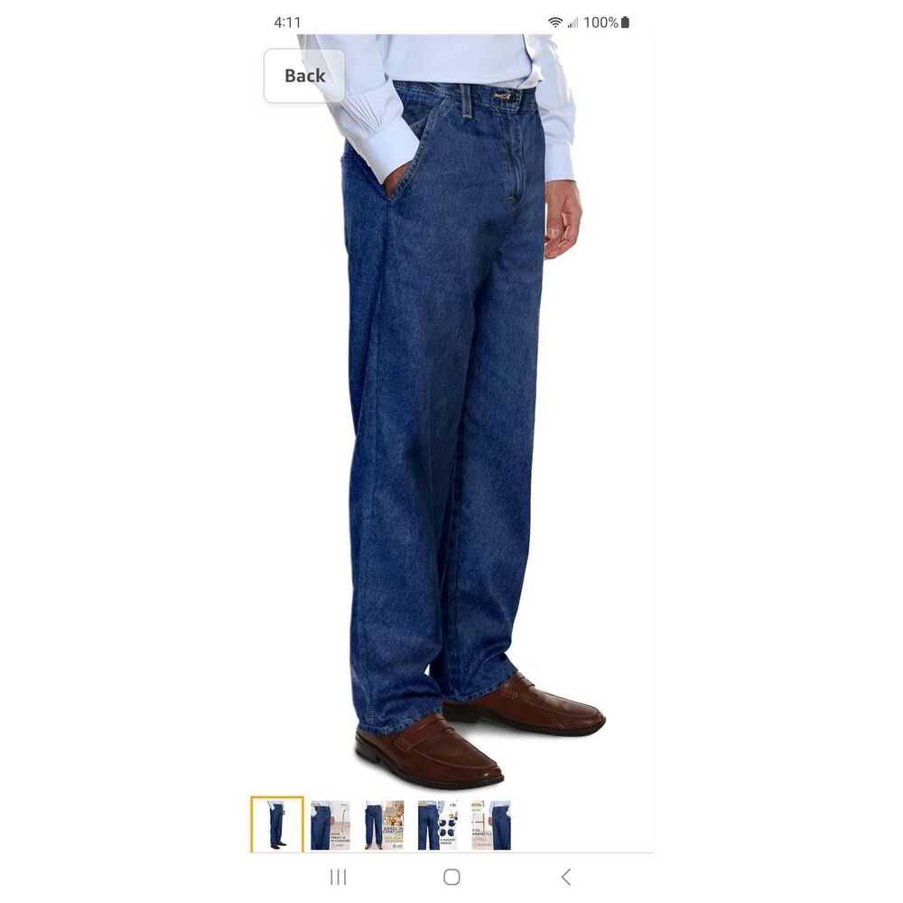 New XXL Pembrook Elastic Waist Denim Jean Pants with Button Zipper Pockets NWT